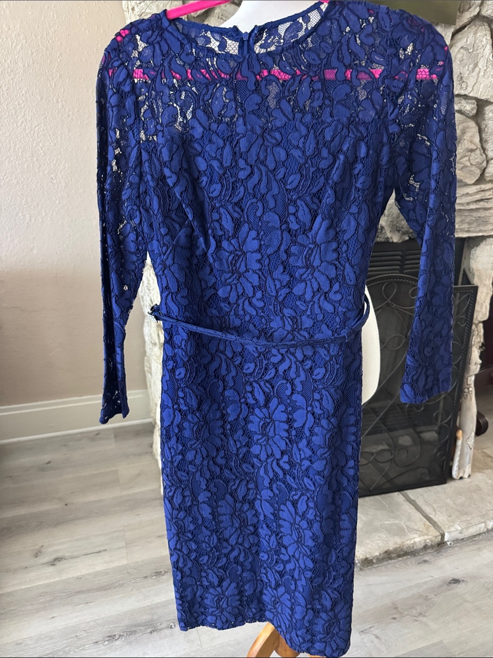 Lauren Ralph Lauren Royal Blue Long Sleeve Lace Sheath Dress